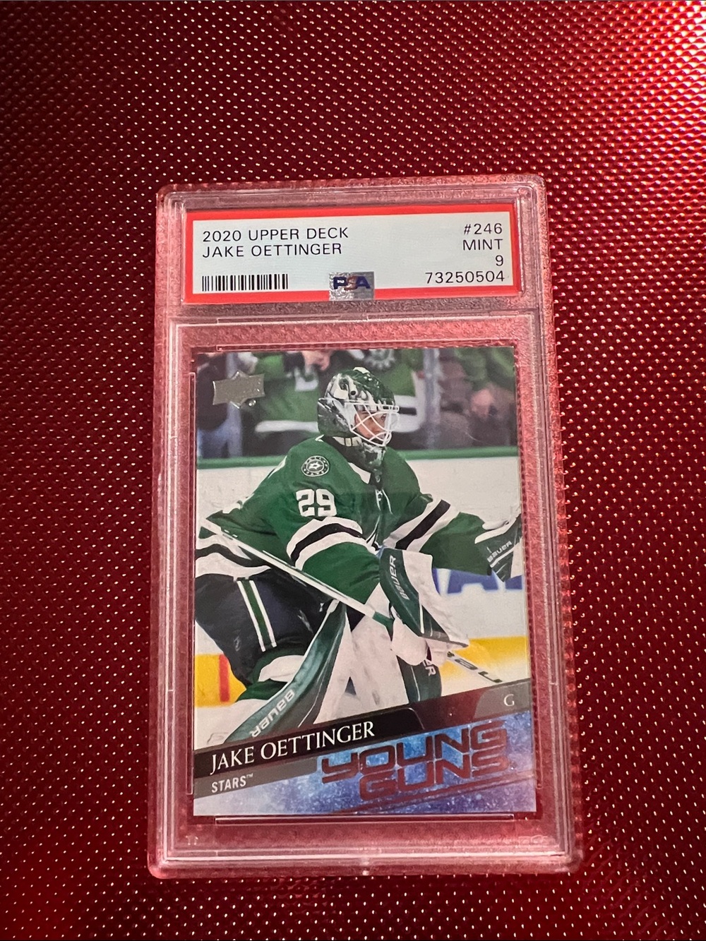 2020 Upper Deck Jake Oettinger Young Guns PSA9 Hockey Card